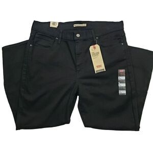 Levis 724 High Rise Straight Cropped Black Jeans